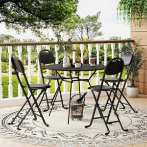 Modern Folding Patio Chairs with Metal Legs, Outdoor Armless Lounge Chairs for Balcony, Deck, or Garden – The Pop Home - 1 of 4
