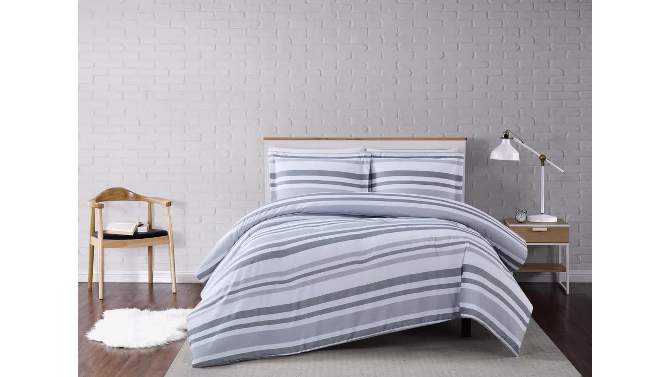 Curtis Stripe Comforter Set White/Gray - Truly Soft, 2 of 5, play video