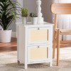 Sariah Wood Rattan 2 Door Nightstand White - Baxton Studio: Bohemian Style, Bedside Storage, No Assembly Required - 3 of 4