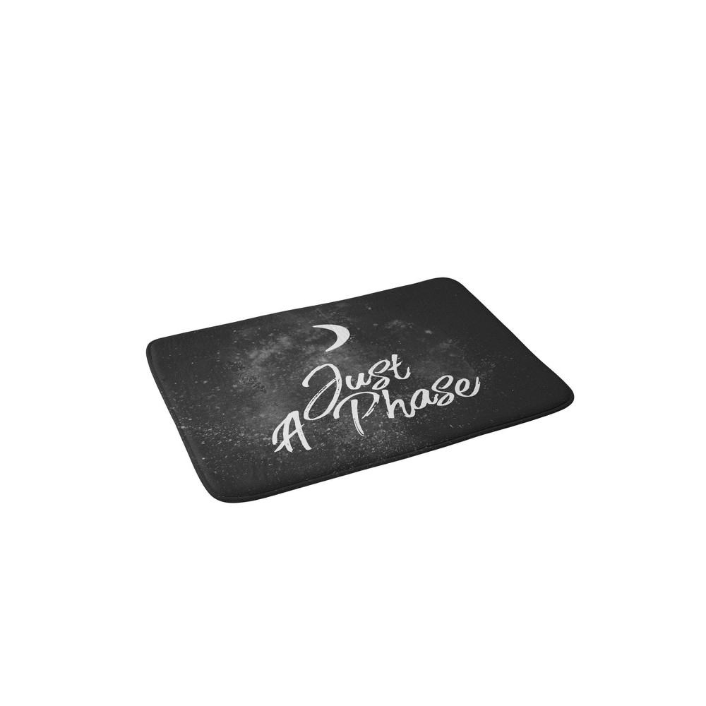 Photos - Bath Mat Deny Designs Chelsea Victoria Just A Phase Lunar Memory Foam Bath Rug Black/White : Microfiber, Machine Washable, Non-Slip B