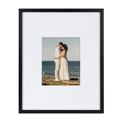 Rustic Brown and Black Wood Gallery Frame Set with Shelf