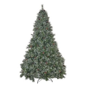 NicBex 7ft Artificial Christmas Tree Snow Flocked Tree with 1233 Branch Tips and 75 Pinecones for Decoration, Green - 1 of 4