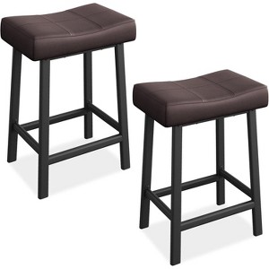 Jojoka Counter Height Bar Stools Set of 2,24 Inch PU Leather Barstools with Metal Legs for Kitchen Island - 1 of 4