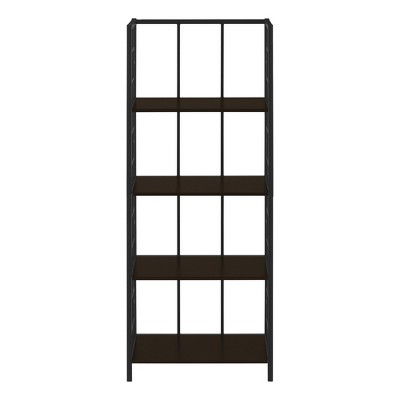 Vynxaria 62"h 4 - Tier Brown and Black Contemporary Bookshelf for Office and Bedroom