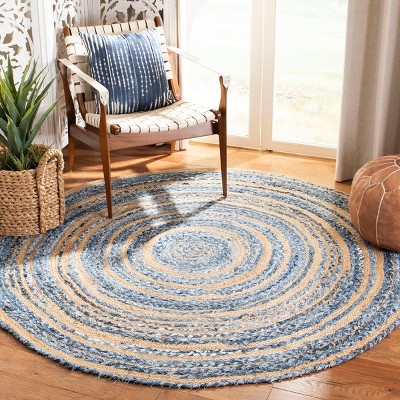 Bohemian Bliss Hand-Knotted Cotton Rug in Blue - 3' Round