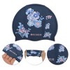 Unique Bargains Silicone Waterproof Flower Print Swim Cap Blue 1 Pc - 3 of 4
