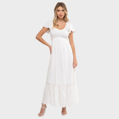 August Sky Women's Smocked Empire Waist Midi Dress