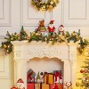 6 FT Pre-lit Christmas Garland, Artificial Xmas Garland with 20 LED Lights, Gold Decorations with Ribbon, Balls, Pine Cones & Stars for Mantel Stairs - 2 of 4