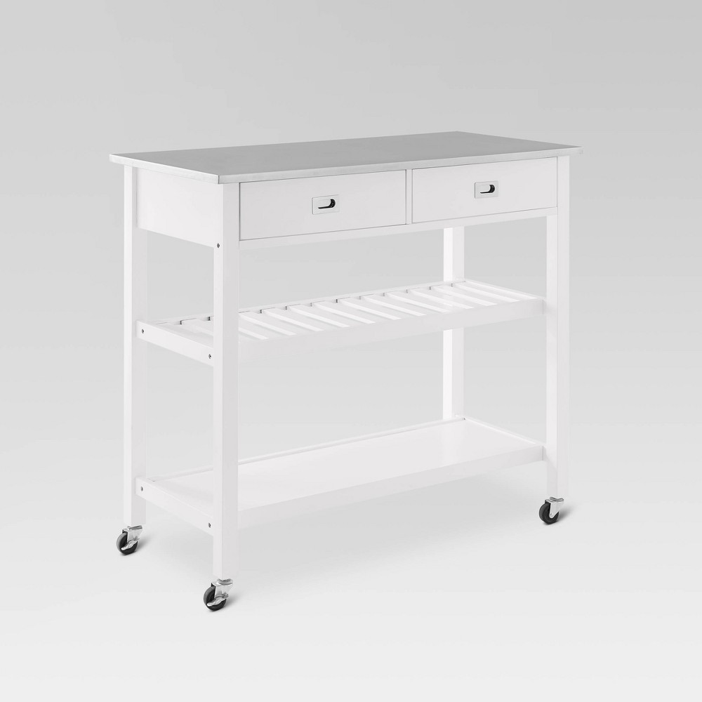 Photos - Other Furniture Crosley Chloe Stainless Steel Top Kitchen Island Cart White  