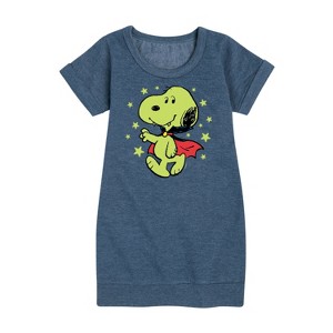 - Peanuts - Vampire Snoopy Stars Graphic Short Sleeve Fleece Dress - 1 of 4