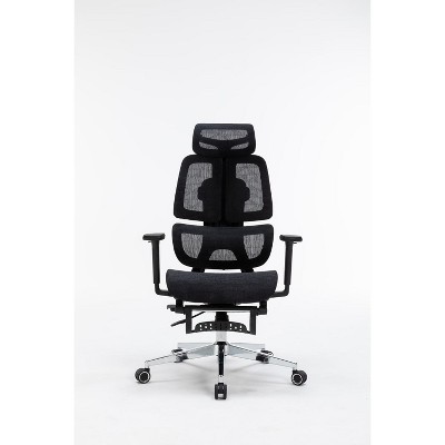 MaseiKar Big and Tall Mesh Office Chair with Footrest- Adjustable Seat Depth and Backrest, Adaptive Lumbar Support, 4D Arms, Ergonomic High Back Desk
