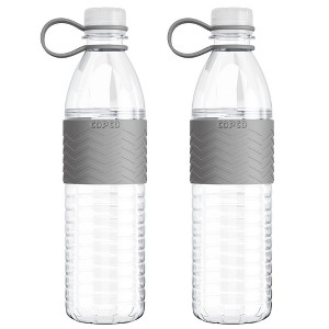 Copco Hydra 20 oz Tritan Water Bottle with Spill Resistant Lid & Non-Slip Sleeve (Set of 2) - BPA-Free, Dishwasher Safe, Fits Cup Holders - (Grey) - 1 of 4