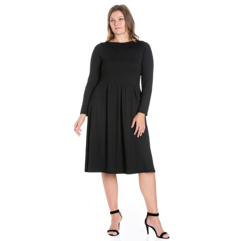 24seven Comfort Apparel Women's Plus Fit And Flare Midi Dress : Target