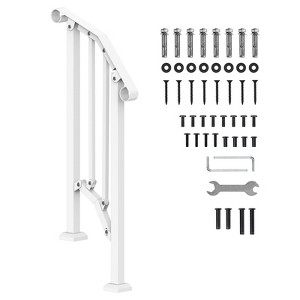 VEVOR Handrails for Outdoor Steps, 1-2 Step Stair Hand Rail Kit, Transitional Carbon Steel Railings with Installation Kit, Stair Rails, White - 1 of 4