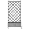 vidaXL Outdoor Planter with Trellis and Wheels - Solid Fir Wood, Spacious Flower Box, Integrated Support for Climbing Plants, Gray, 35.4"x13.8"x73.8" - 4 of 4