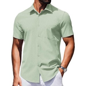 COOFANDY Mens Wrinkle Free Shirts Short Sleeve Casual Button Down Summer Dress Shirts - 1 of 4