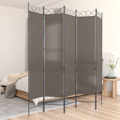 vidaXL Anthracite Room Divider, Foldable 5-Panel Room Partition, 78.7"x78.7", Durable and Breathable Fabric, Sunblock and Privacy