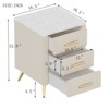 FONTOI Upholstered Wooden Nightstand with 3 Drawers&Handles, Bedside Table with Marbling Stickers Worktop, Beige, 16.3"*21.8"*16.3" - 3 of 4