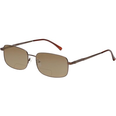 Enhance BIG&TALL EN4106 Mens Polarized Bi-Focal Sunglasses 41 Options Brown 60mm Blue Mirror +1.00