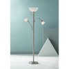 Possini Euro Design Alexei Modern Torchiere Floor Lamp with Side Lights 72" Tall Brushed Nickel White Crackle Glass for Living Room Reading Bedroom - 2 of 4