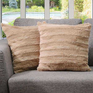Cheer Collection Luxurious Faux Fur Throw Pillows Set of 2 - 1 of 4