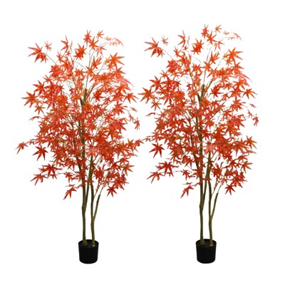 2-pack artificial trees, artificial maple trees, realistic shape, no maintenance, suitable for autumn theme decoration, party decoration