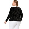 Agnes Orinda Women's Plus Size Long Sleeve Peter Pan Collar Stars Vintage Velvet Blouse - 4 of 4