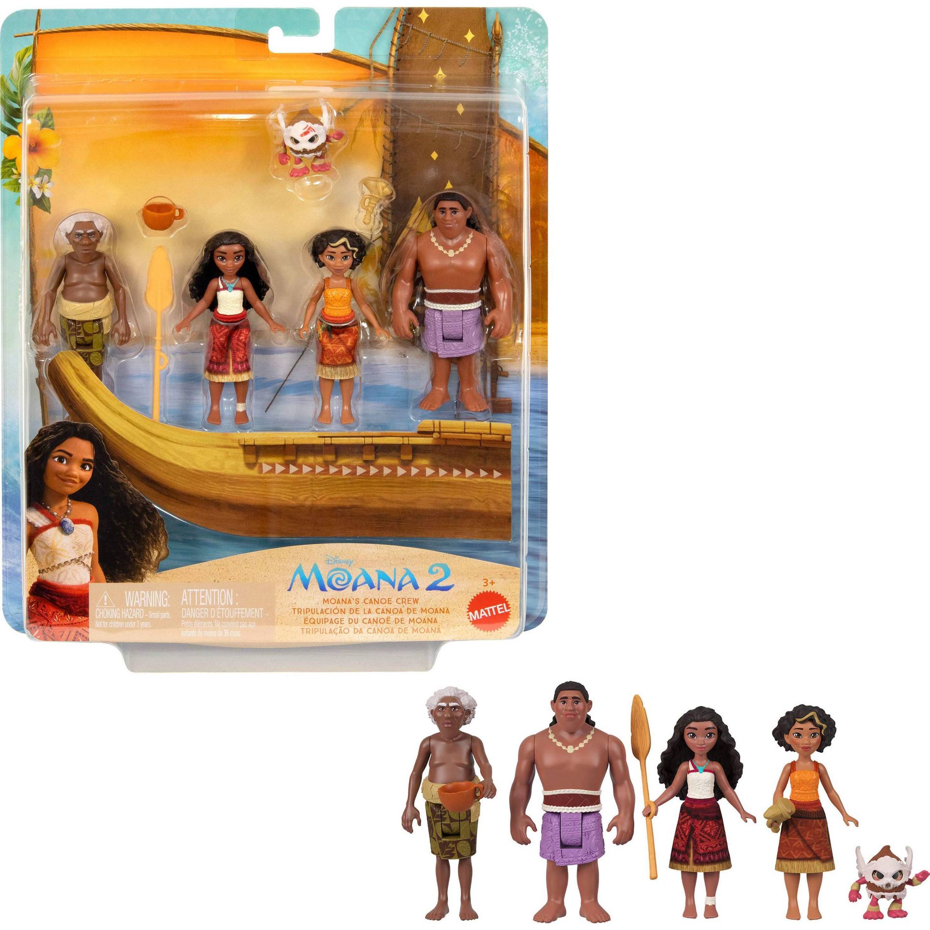 Disney Moana 2 Moana's Canoe Crew Playset with Small Dolls & Accessories