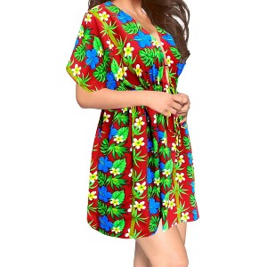 HAPPY BAY Women's Summer Mini Beach Tropical Dress Swimsuit V Neck Tops Cover Ups for Swimwear for Women X-Large-XX-Large Red Floral - 1 of 4