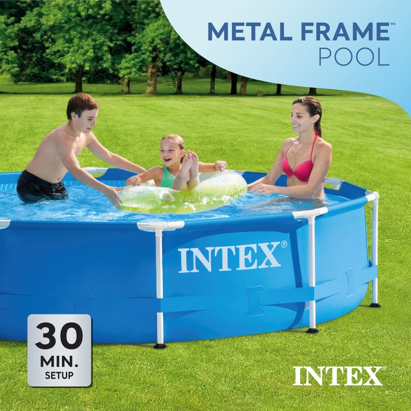 Intex 28201EH 10' x 30" Metal Frame Round Above Ground Swimming Pool, 4 of 8