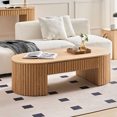 NicBex Modern Oval Coffee Table With Storage Drawer, Mid-Century Tea Table,Center Table for Living Room Furniture