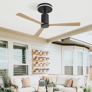 KTMBDW Modern Ceiling Fans 52 Inch Ceiling Fan Without Light, Outdoor Ceiling Fan, Traditional 3 ABS Blade Design, Black - 1 of 4