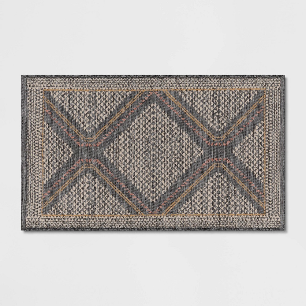 Photos - Doormat 2'3"x3'9" Washable Tapestry Accent Rug Gray - Threshold™