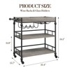 Gray 3-Tier Rolling Metal Bar Cart – Built-In Wine Rack & Removable Tray, Functional Serving Cart for Kitchen, Dining Room & Living Room - 3 of 4