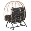 Indoor Outdoor Double Egg Chair with Ottoman Padded Cushions,Wicker Lounge Chair Deep Seating Chair with Footrests,Loveseat for Patio Porch Backyard - 2 of 4