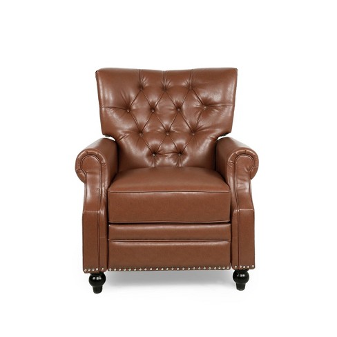 Cognac leather recliner discount chair