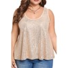 Coolmee Womens Plus Size Sequin Tank Tops Scoop Neck Sleeveless T-shirts Sexy Sparkle Shimmer Tunic Tops - 2 of 4
