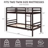 MAYEERTY Twin over Twin Bunk Bed with Ladder, Wooden Bed Frame with High Guardrail and Ladder for Kids, No Box Spring Needed, Espresso - 3 of 4