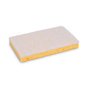 Boardwalk Scrubbing Sponge, Light Duty, 3.6 x 6.1, 0.7" Thick, Yellow/White, Individually Wrapped, 20/Carton - 1 of 4