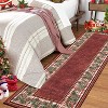 Washable Christmas Runner Rug, Non-Slip Low-Pile Holiday Carpet for Hallway, Kitchen, Bedside with Snowflake Border - 2 of 4