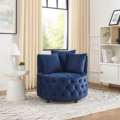 Velvet Upholstered Swivel Chair for Living Room
