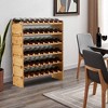 Bamboo Wine Rack 1.5Cm Thick Wood Wine Bottle Rack 36 Bottles Capacity 4 Layers Wine Storage Rack Durable Bamboo Wood - 3 of 4