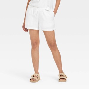 Women's Mid-Rise Linen Pull-On Shorts - A New Day™ - 1 of 3