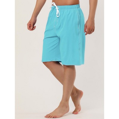 Lars Amadeus Men's Solid Drawstring Elastic Waistband Swimming Board Shorts 2 Pcs Light Blue/Pink 32 — фото 2