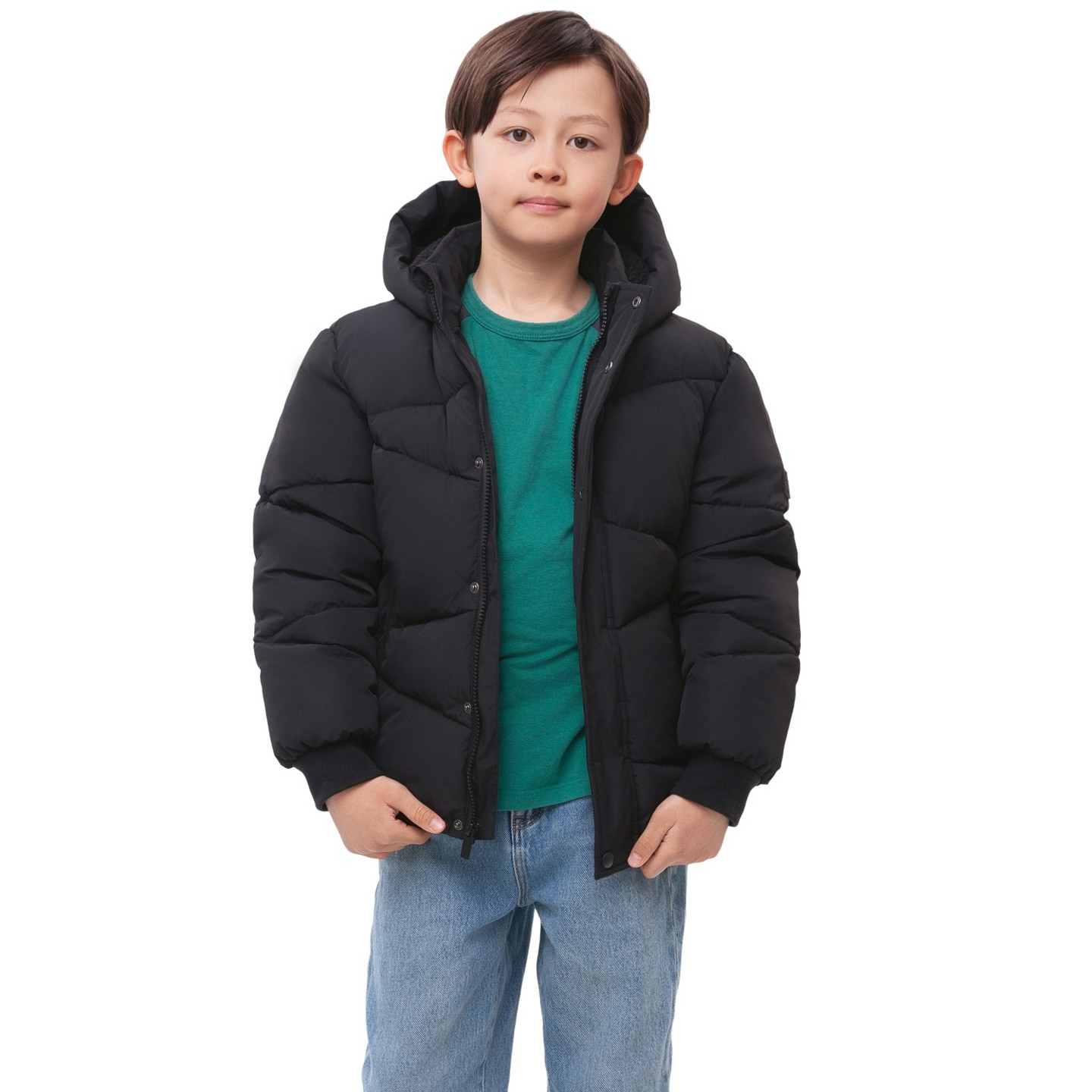 Куртка Rokka&Rolla Grid Winter Coat Fleece Lined Jacket-Black для мальчиков, цвет: Чёрный — фото 6