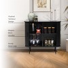 LuxenHome Mid-Century Modern 2-Door Accent Cabinet with Slatted Sliding Doors, Black - 4 of 4