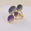 SOHI Women's Navy Blue:Amerthyst Purple The Lilypad Statement Ring - 2 of 4