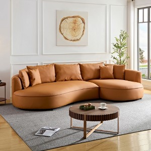 VYNXARIA Modern Sectional curved Sofa Couch for Living Room,Upholstered 5-Seat Sofa Couch Eco-leather Couch Set for Apartment Office,Orange - 1 of 4