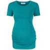 Clearlove Maternity Tunic Tops Maternity Shirt Side Button and Ruched Maternity Tunic Tops Maternity Short Sleeve T-Shirts - 2 of 4