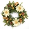 36 in Large Prelit Christmas Wreaths for Front Door, Weather Resistant Winter Wreath with LED Lights & Red Bow for Fireplace Garage Gates, Green - 2 of 4